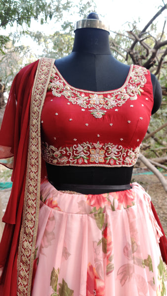 Pink Floral Lehenga