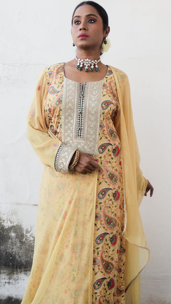 Pastel Yellow Sharara Suit
