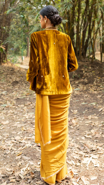 Court Embroidery Mustard Velvet Jacket