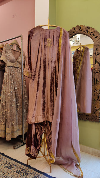 Vintage Rose Silk Velvet Suit