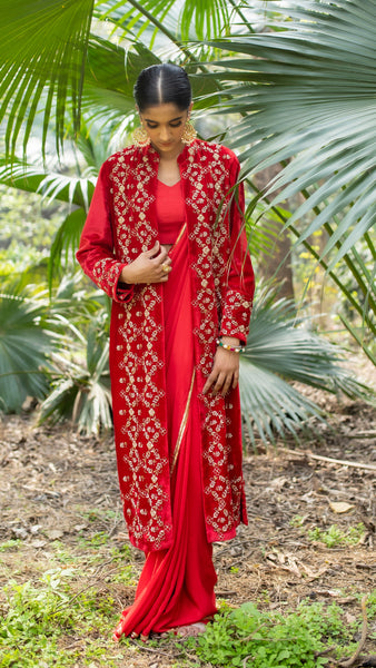 Court Embroidery Red Velvet Jacket