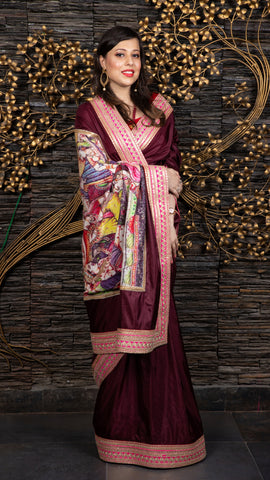 The Royal Grooming – Wine Saree