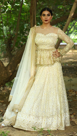 Ivory Peplum Lehenga