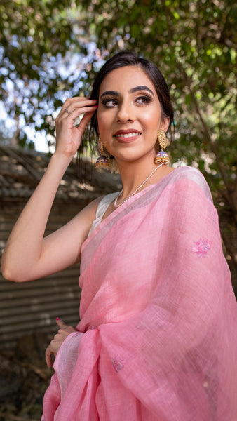 Raagini Sindhoori - Pure Linen Handloom Saree