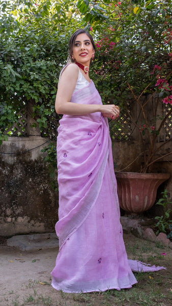 Raagini Devgandhari - Pure Linen Handloom Saree