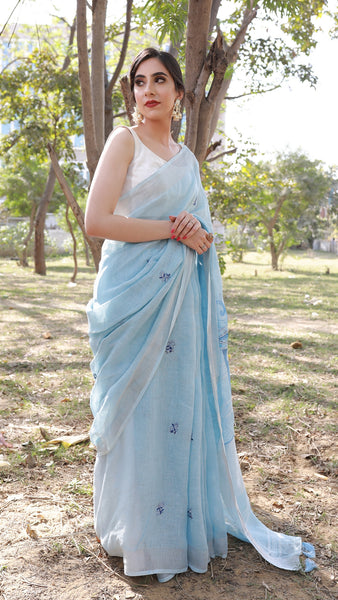 Raagini Bhairavi - Pure Linen Handloom Saree