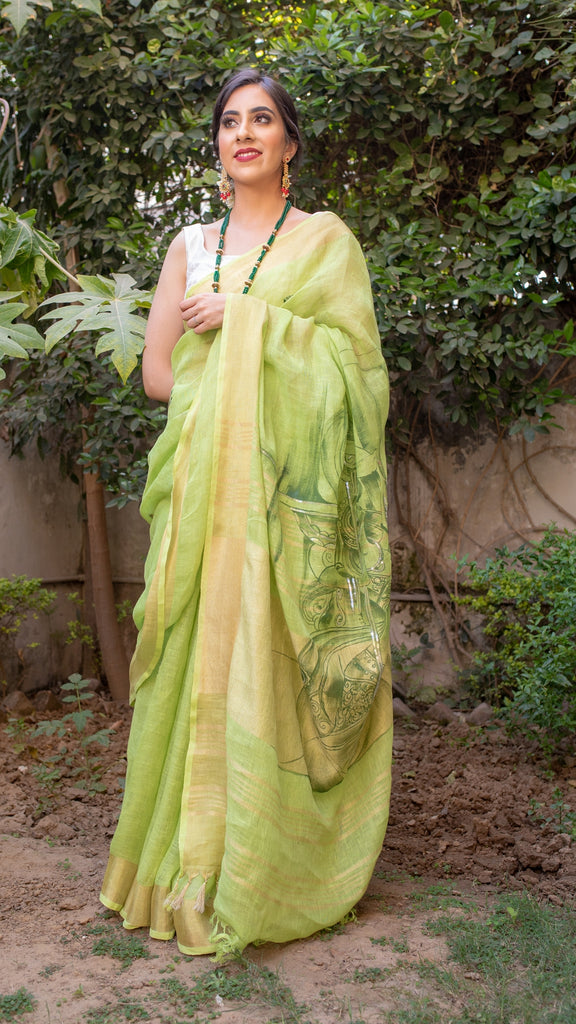 Raagini Hindol - Pure Linen Handloom Saree
