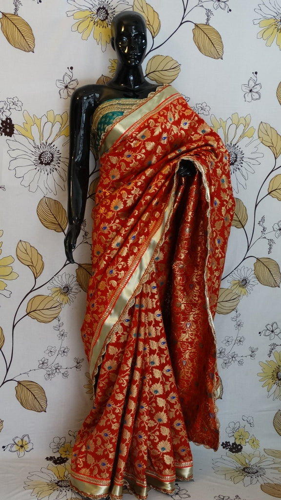 Pure Brocade - Red Bridal Saree