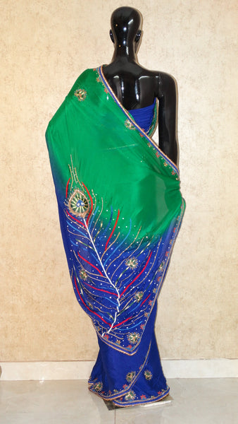 Pure Chignon Saree - Hand Embroidery Peacock Saree