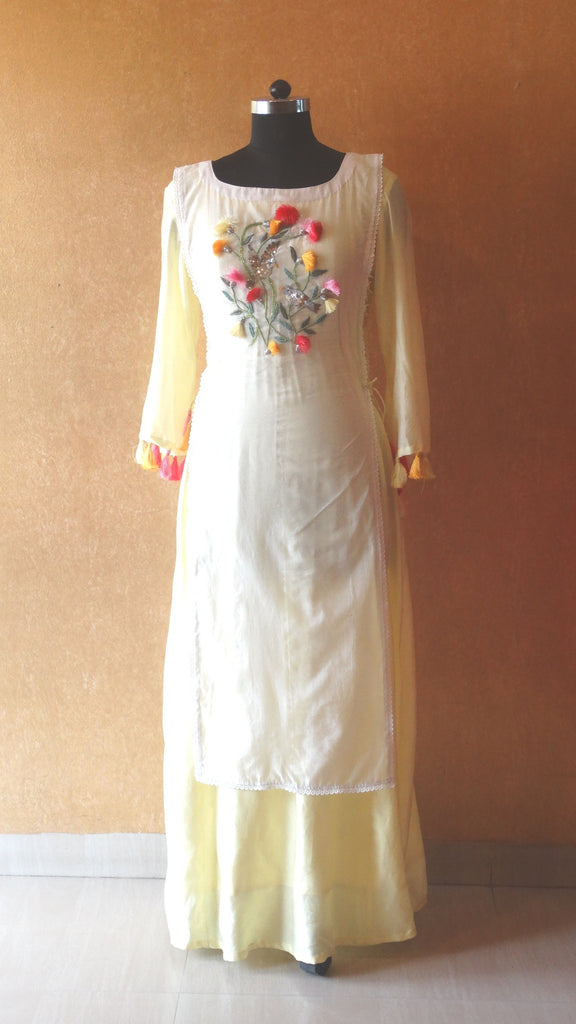 Dutch Girl Maxi - Hand Embroidered Chanderi Summer Dress