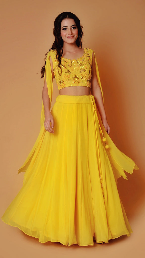 Buy Yellow Crop Top Lehenga for Women Online from India's Luxury Designers  2024