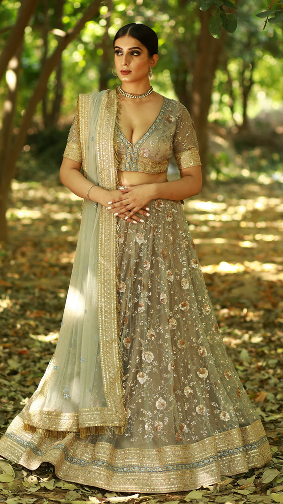 Silver And Golden Lehenga Choli Foil Mirror Work Dress Indian Lengha Chunri  Sari | eBay