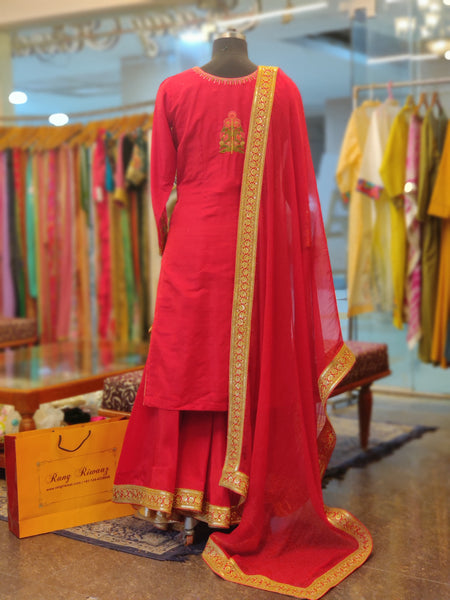 Red Sharara Suit