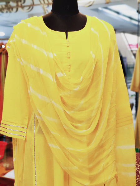 Yellow Cotton Anarkali Suit