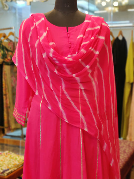 Pink Cotton Anarkali Suit
