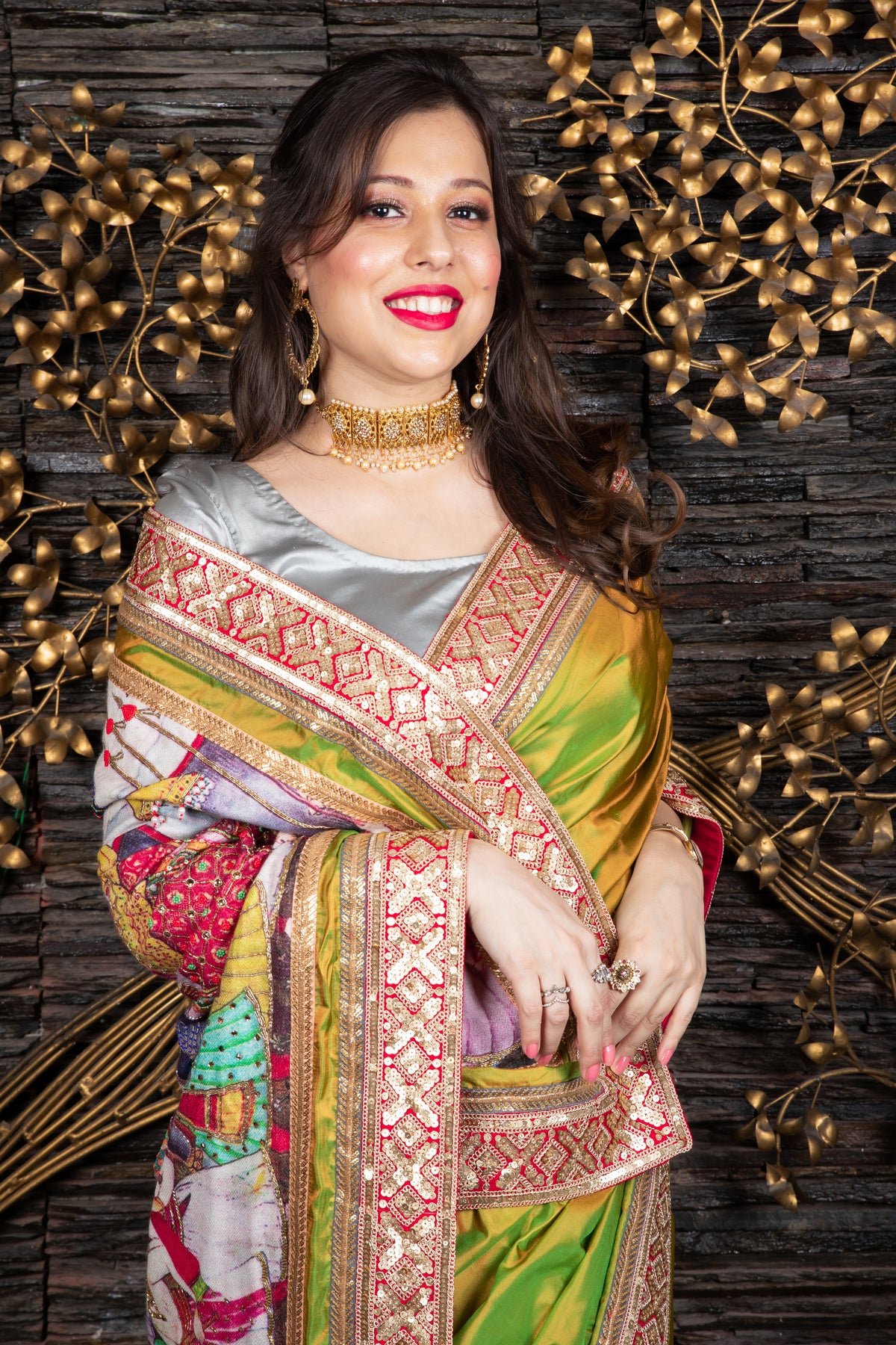 The King’s Progression - Leaf Green Saree