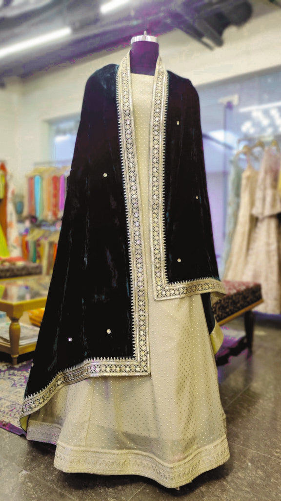 Golden Indian Dupatta party wear | Long net embroidered scarf | Punjabi  dress dupattas with zari