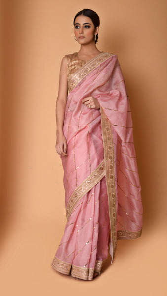 Pink Sitara Leheriya Saree