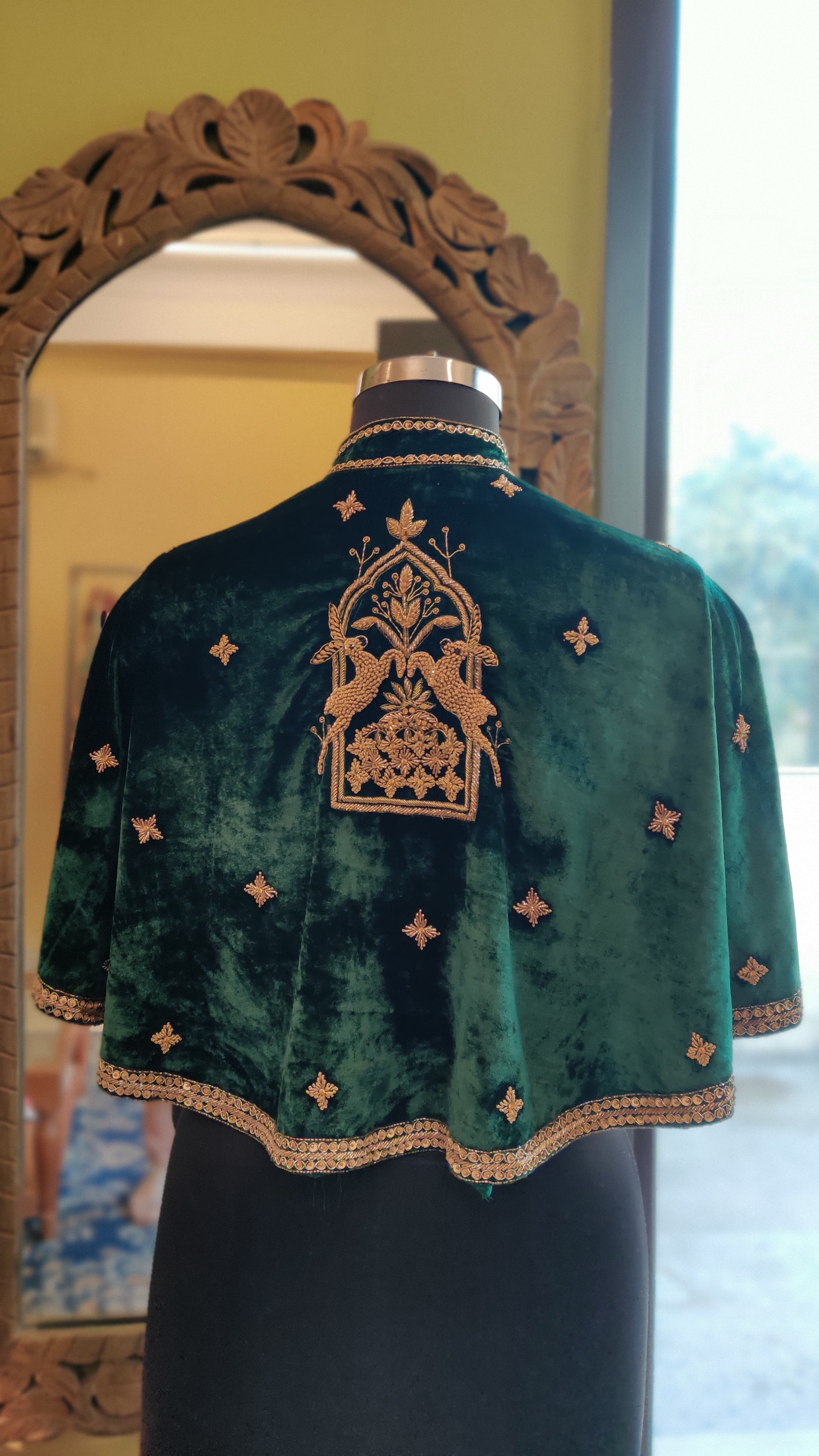 Shikargah Deer Motif - Velvet Cape