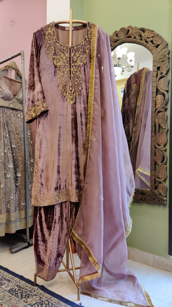 Vintage Rose Silk Velvet Suit